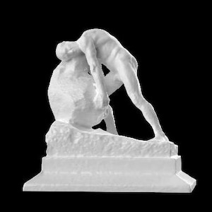 Standbeeld van Sisyphus, 38 cm, Sisyphus die tegen de eeuwige rots duwt, symbool van optimisme, standbeeld van Sisyphos, aangepast Grieks standbeeld, standbeeld mythologie