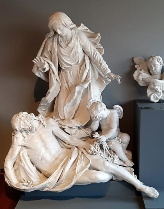 Pieta, 38 Cm, Antonio Bonazza, Pieta Statue, Pieta Sculpture