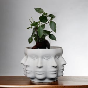 Polyface Planter, MultiFace Pot, Face Flower Pot, Head Planter, Cute Succulent Pot, Human Face Vase, Modern Planter, | 3D Printed Planter |