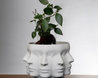 Polyface Planter, MultiFace Pot, Face Flower Pot, Head Planter, Cute Succulent Pot, Human Face Vase, Modern Planter, | 3D Printed Planter |