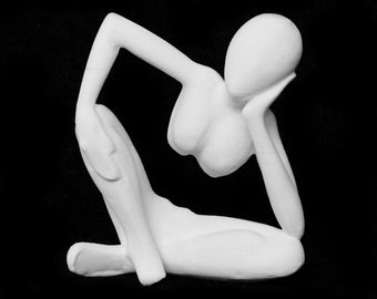 Thinking Woman Sculpture, Modern Minimalist Female Statue for Office Desk Decor, Cubist Abstract Art, Feminist Home Gift, Multiple Sizes