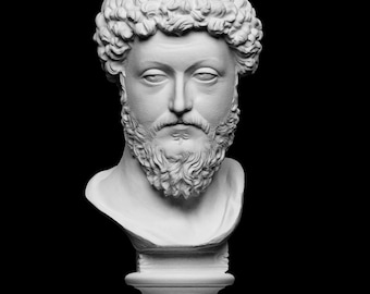 Busto de Marco Aurelio, 38 cm, Memento Mori, Emperador estoico romano, Antigua Roma, Estatua romana decorativa, Escultura antigua, Busto antiguo