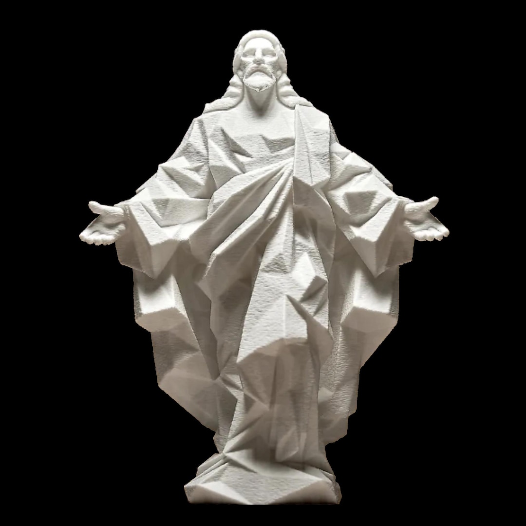 Geometric Jesus Statue, Low Poly Christ Sculpture, Modern Religious Art ...