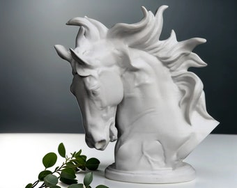 Horse Head Statue I 38 cm I Horse Bust I Horse Statue I Steed Bust I Horse Sculpture I 3D | Office, Shelf Decor, Animal Statue, Animal Bust