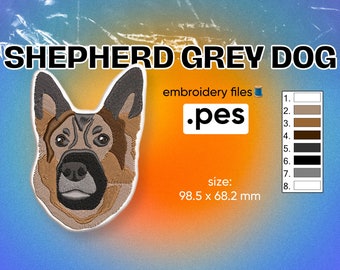 PES Datei Alte Deutsche Schäferhund Hund Gesicht Stickerei Rasse Portrait Design Maschinenmuster Liebe Haustiere Doggy Doggie