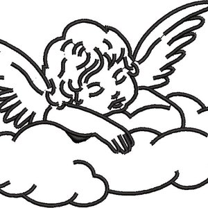 PES Design Angel Sleeping Gothic Embroidery Machine EMB File Pattern Angel Core Cry Baby Wings Cupid Cupidon