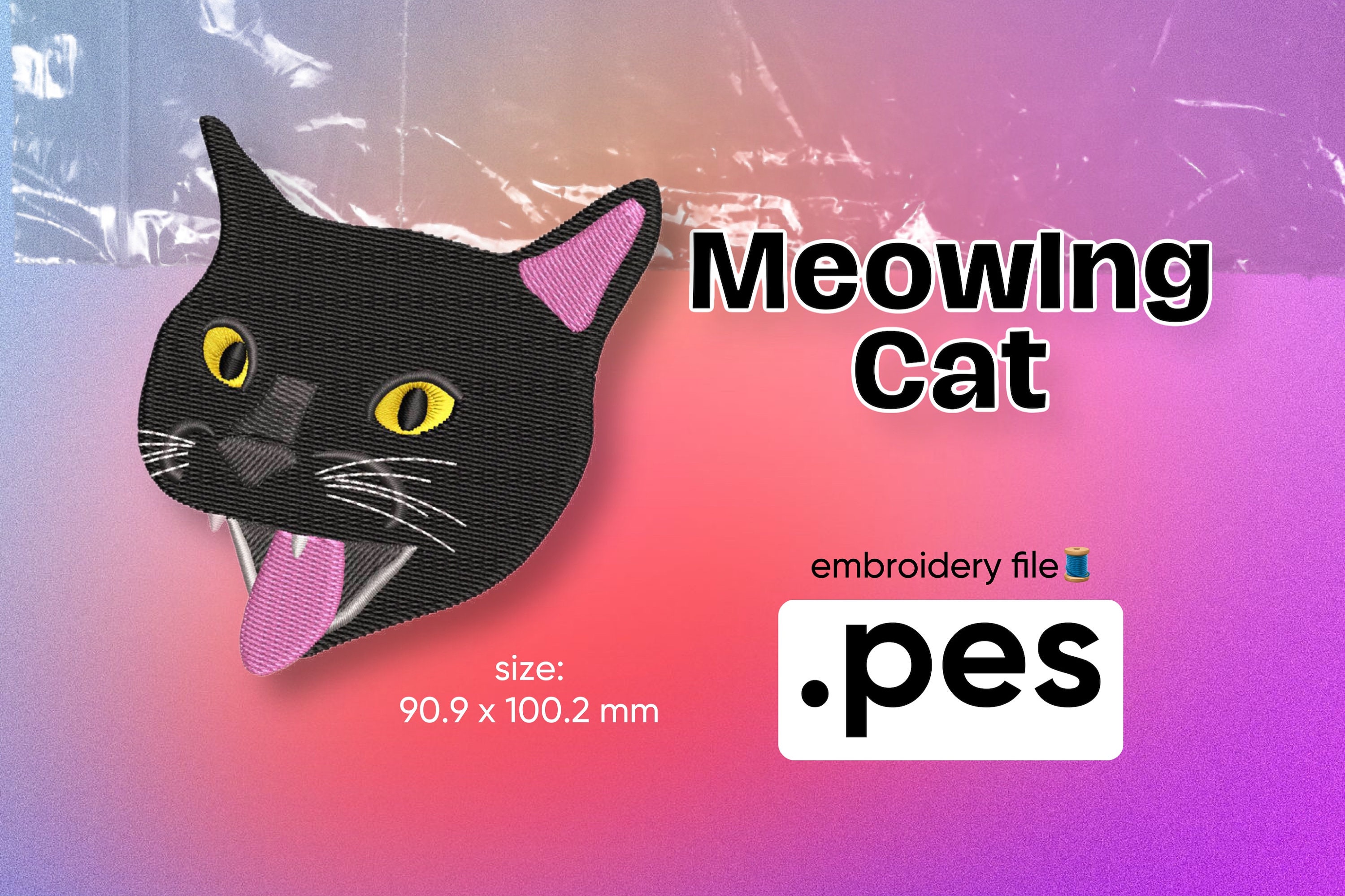 PES File Black Cat Meow Embroidery Kit Breed Face Embroidery - Etsy