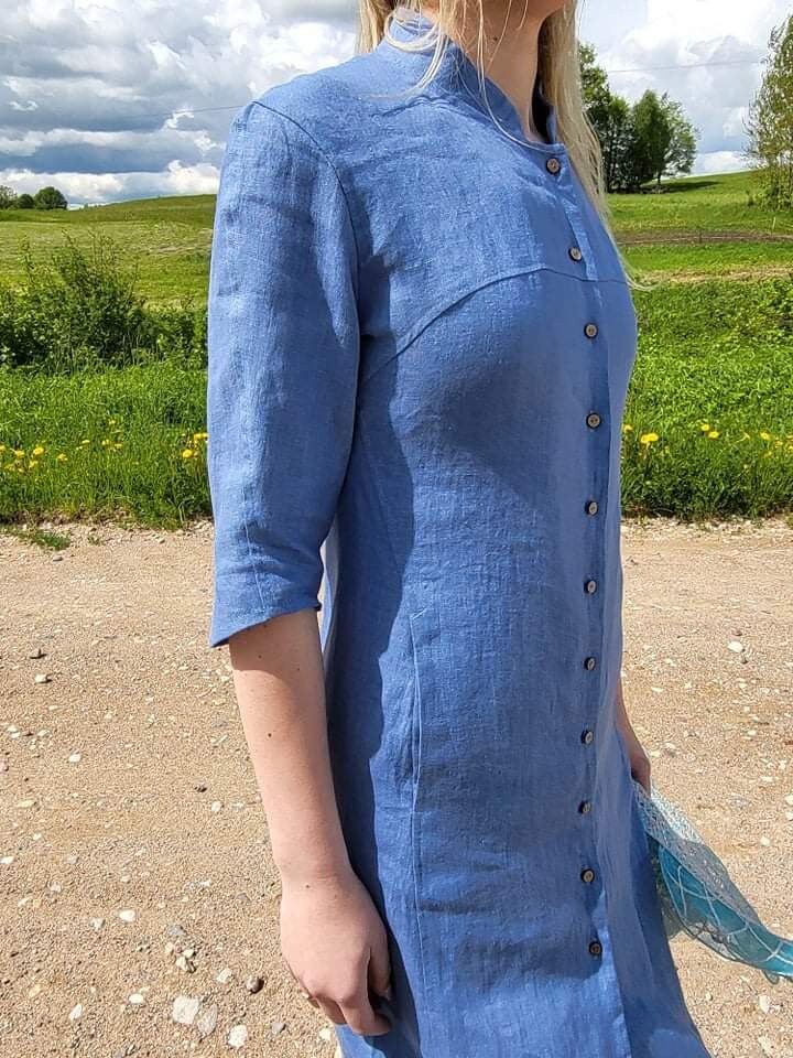Luna Linen Dress - Blue Smoke main image 1