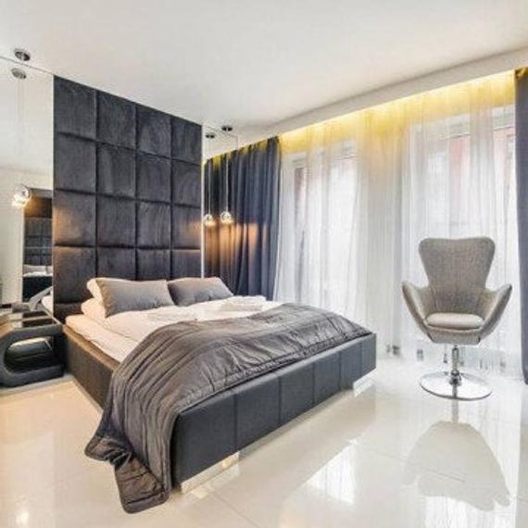 Velvet Wall Panel Upholstered Padded Headboard/home Decormade in UK