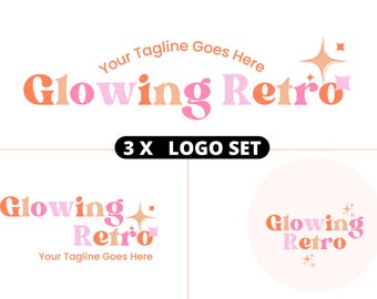 Logo Design Template Canva DIY Pink Peach Orange Cute Girly Kawaii Y2K Retro Feminine Business Brand Mark Graphic Beauty Theme Aesthetic