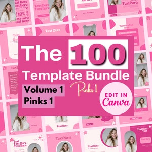 100 Pink Girly Cute Aesthetic Instagram Post Templates Canva Business Fashion Social Media Kawaii Theme Feminine Soft Pastel