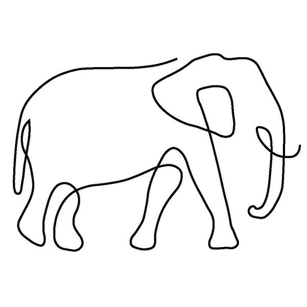 Single Line Elephant Drawing - Tattoo - SVG - PNG - PDF - Graphic Design - Vector - diy - Clipart - Crafts - Craft - Paper - Card Making