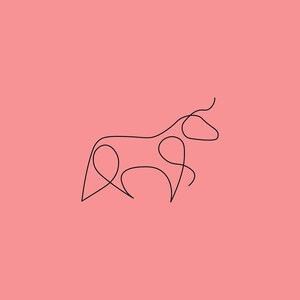Dibujo de toro de una sola línea - Idea de tatuaje - SVG - PNG - PDF - Diseño gráfico - Vector - bricolaje - Clipart - Manualidades - Manualidades - Papel - Fabricación de tarjetas