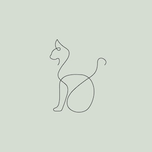 Minimalist Single Line Cat Drawing: Tattoo Idea (SVG, PNG, PDF)