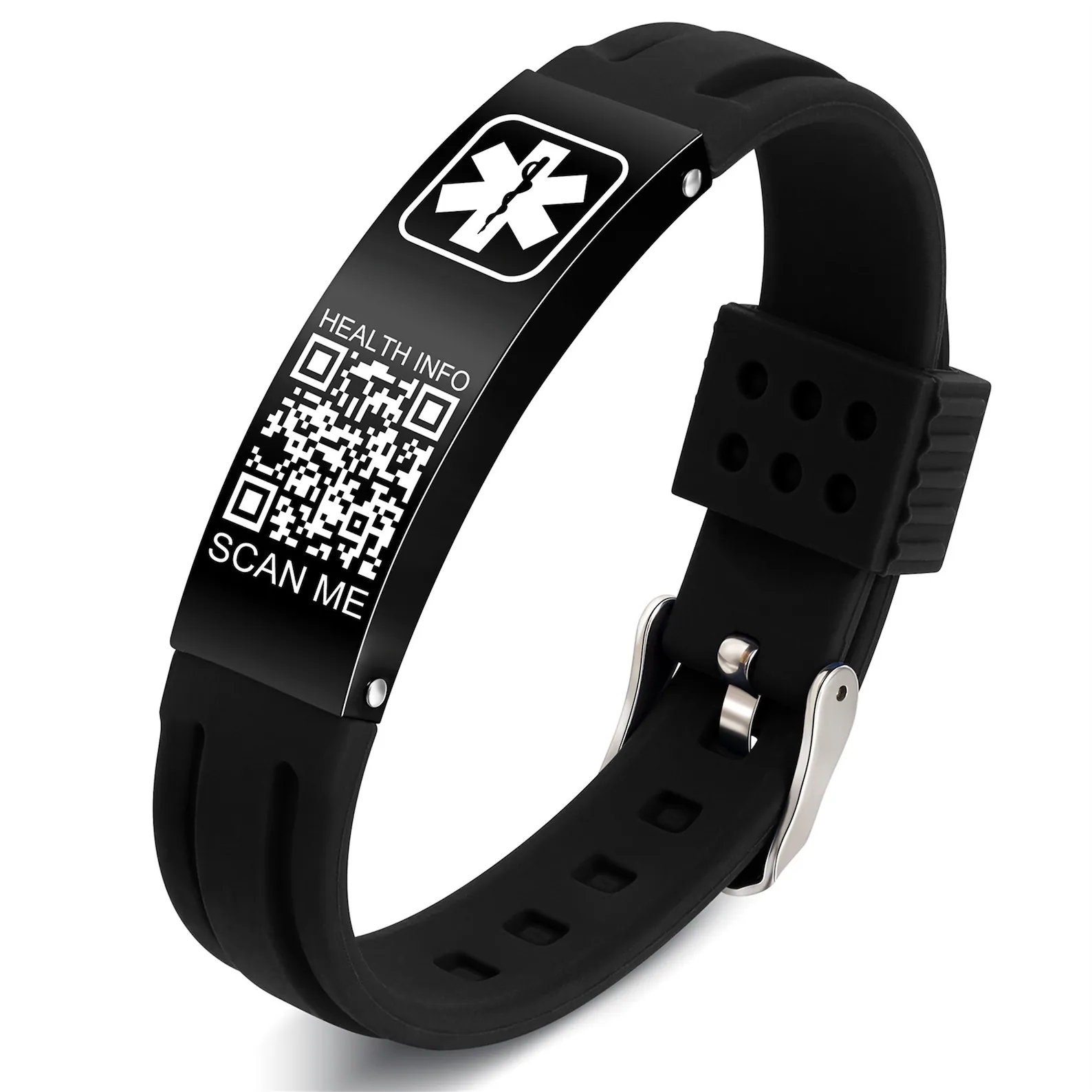 Bracelet Medical Femme Personnalisé Custom Engraved Medical Alert Bracelet - Adjustable Stainless Steel & Silicone For Men Women Kids Custom Medical Alert Bracelet