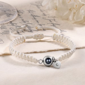 Personalized Photo Projection Bracelet,Braided Rope Bracelet,Memorial Bracelet,Engraved Letter Bracelet,Anniversary Gifts for Her zdjęcie 7
