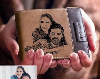 Personalized Men Photo Wallet-Engraved Picture Wallet-Gift for Boyfriend-Gifts for Dad-Gifts for Him