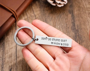 Don't Do Stupid, Personalized Keychain for Kids, Son, Daughter Custom Keyring, Keychain Gift ,Back To School Birthday Gifts for Children