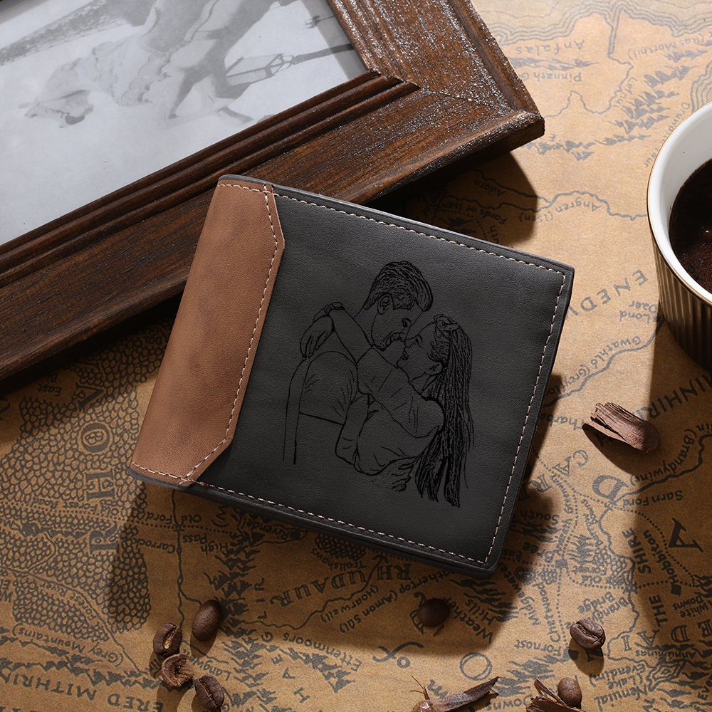 Discover Personalized wallets for men, Custom Engraved PU Wallet with Picture and Text