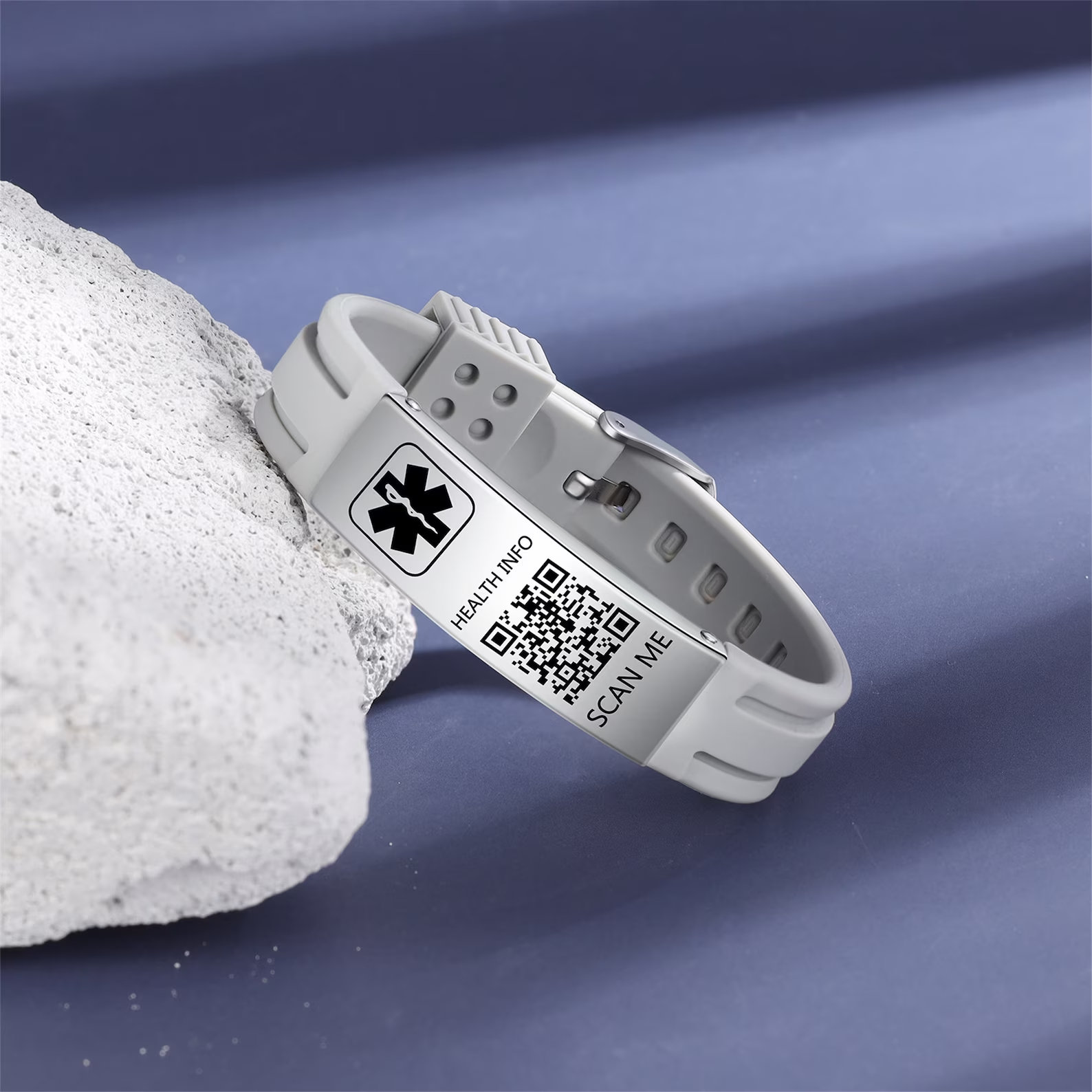 Custom QR Code Medical Alert Bracelet Adjustable Update Info Anytime