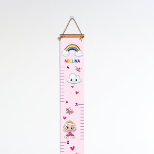 Tableau de mesure personnalisé de la croissance pour chambre d'enfant, décoration de salle de jeux d'enfants, licorne, règle de hauteur sur le thème des montgolfières, cadeau pour bébé