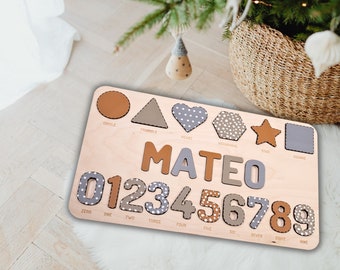 Personalisiertes Baby Namenspuzzle: Montessori Sensorisches Spielzeug, 1.Geburtstagsgeschenk