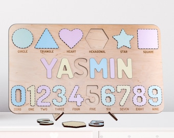 Custom Wooden Name Puzzle with Numbers: A Safe and Fun Learning Tool for Your Toddler