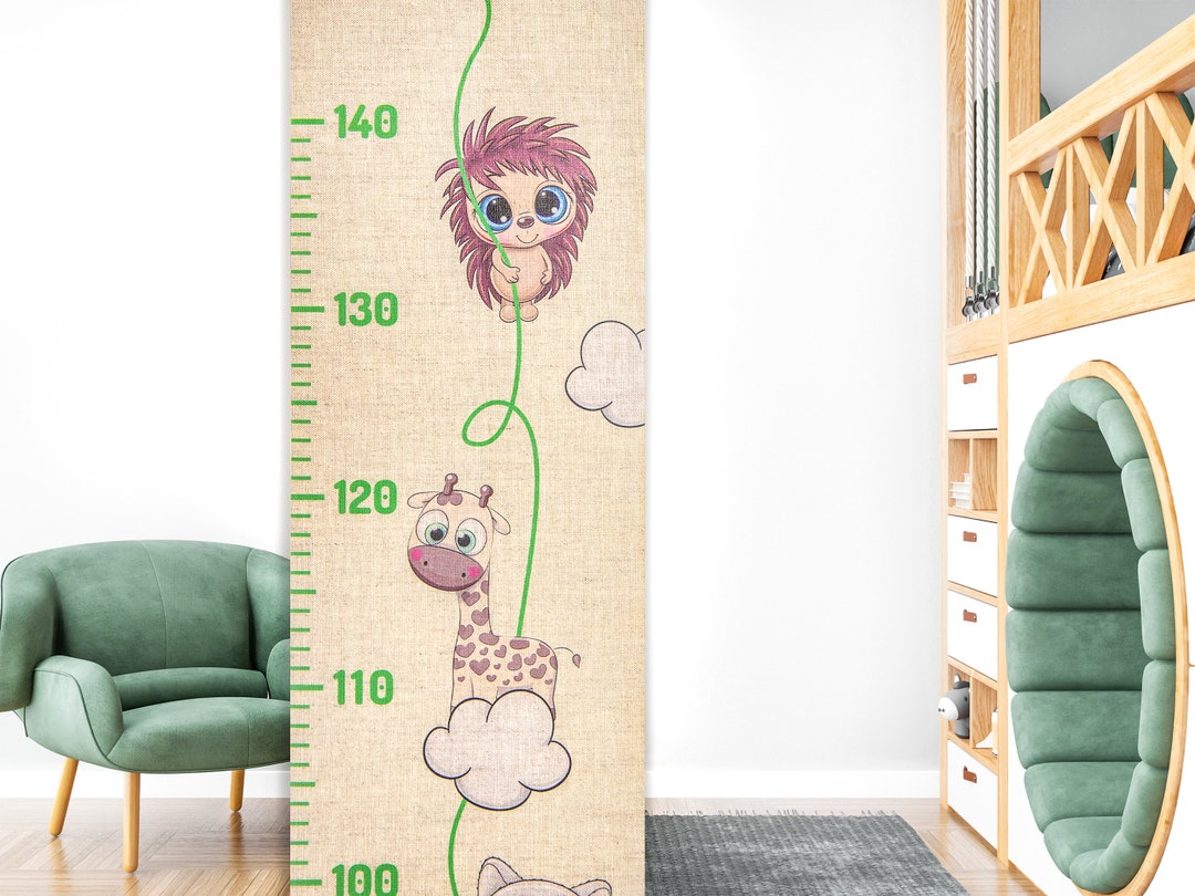 Personalised Height Chart, Wood and Canvas Baby Ruler, Growth Chart for