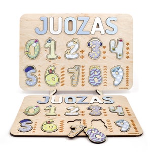 Customized Name Puzzle with Numbers The Perfect Gift for Kids and Babies. Make Your Baby Feel Extra Special with Personalized Gifts STARRED BLUE