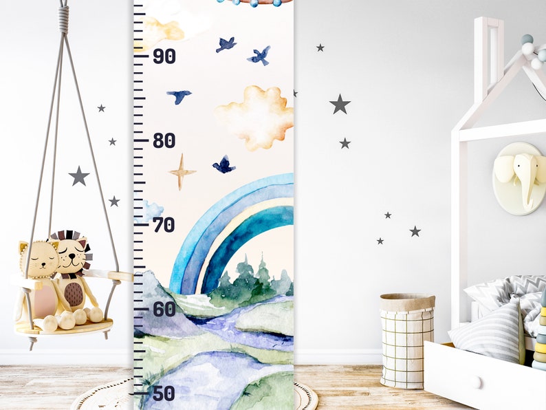 Personalised Baby Height Chart, Baby Chart, Growth Chart, Growth Chart Ruler, Fabric Wall Decal, Baptism Gift Boy, Welcome Baby Gift #HC03