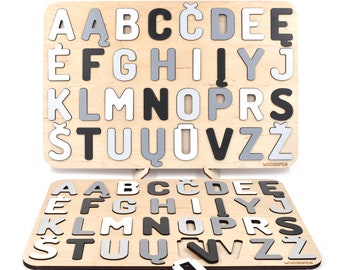 Houten alfabetpuzzel: montessori-abc-leerspeelgoed, terug naar school cadeau