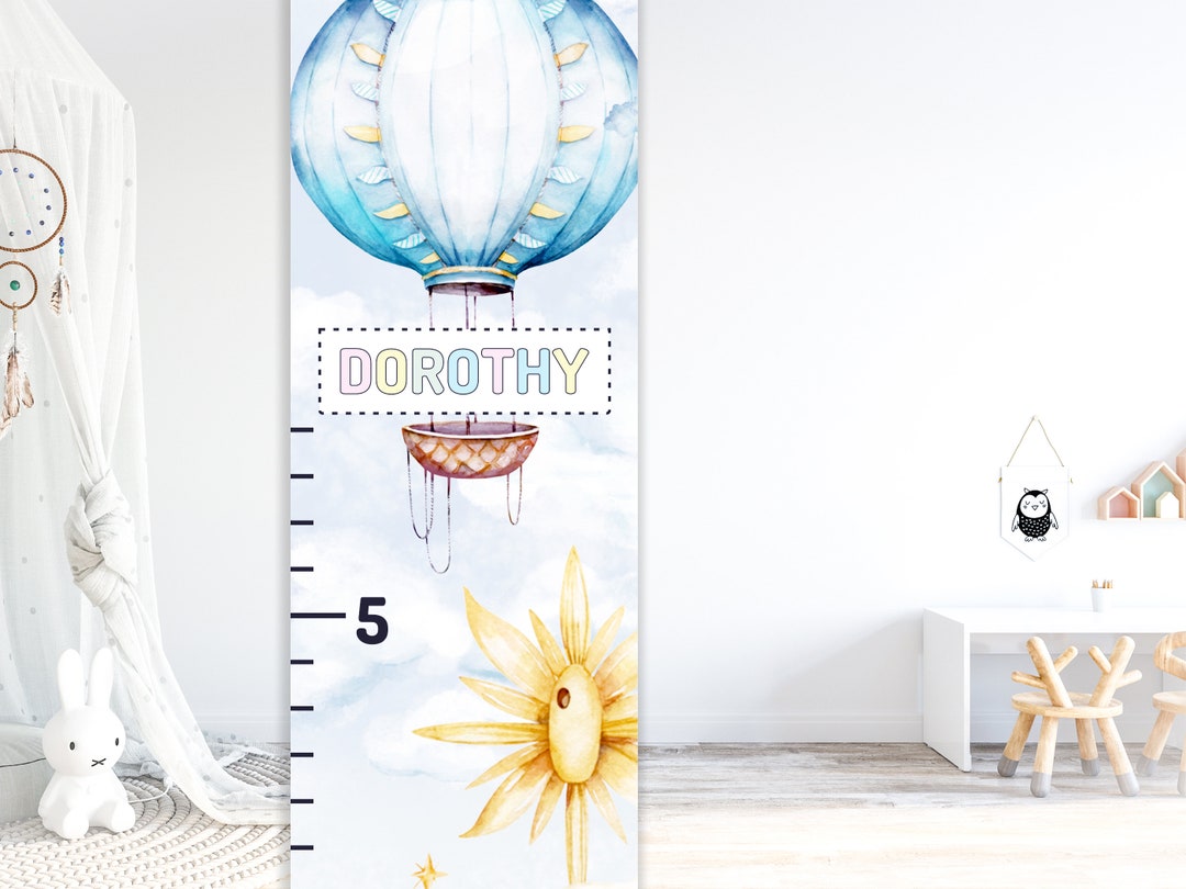 Personalised Height Chart, Wood and Canvas Baby Ruler, Growth Chart for