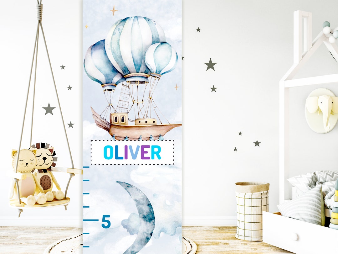 Personalised Height Chart, Wood and Canvas Baby Ruler, Growth Chart for