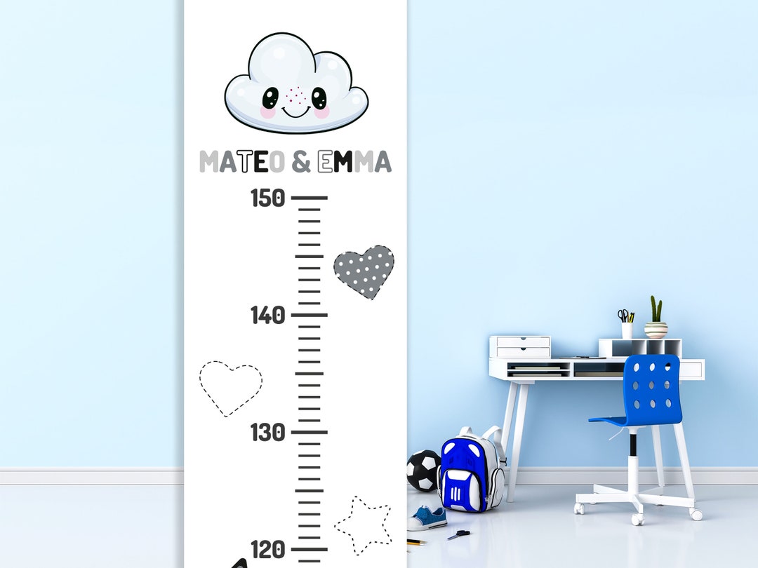 Personalised Height Chart, Wood and Canvas Baby Ruler, Growth Chart for