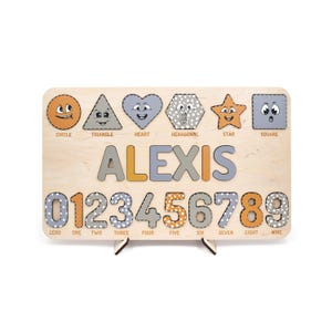 Personalized Name Puzzle with Numbers: Montessori Wooden Toy