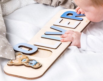 Custom Wooden Name Puzzle: Personalized Baby Shower Gift, Nursery Decor