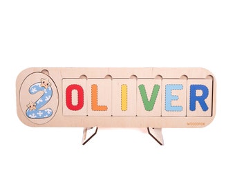 Custom Wooden Name Puzzle For Toddler, Educational Montessori Toy With Rainbow Letters, Gift From Grandparents, First Birthday