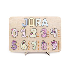 Customized Name Puzzle with Numbers The Perfect Gift for Kids and Babies. Make Your Baby Feel Extra Special with Personalized Gifts CROWNED PASTEL