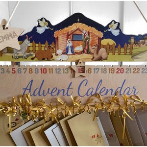 Personalized Nativity Advent Calendar with 24 Hooks & Star