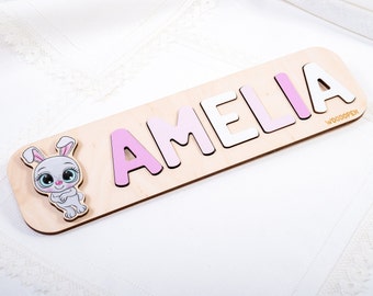 Personalized Wooden Name Puzzle, Montessori Baby Toy, Baby Shower Gift