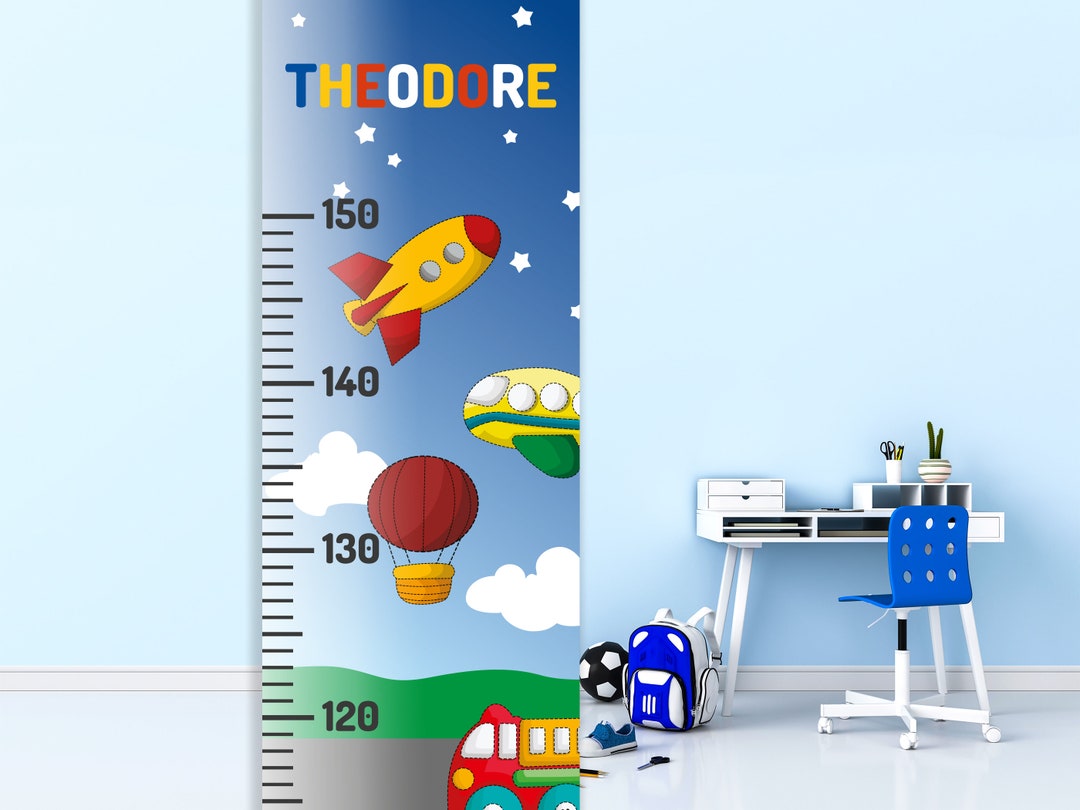 Personalised Height Chart, Wood and Canvas Baby Ruler, Growth Chart for