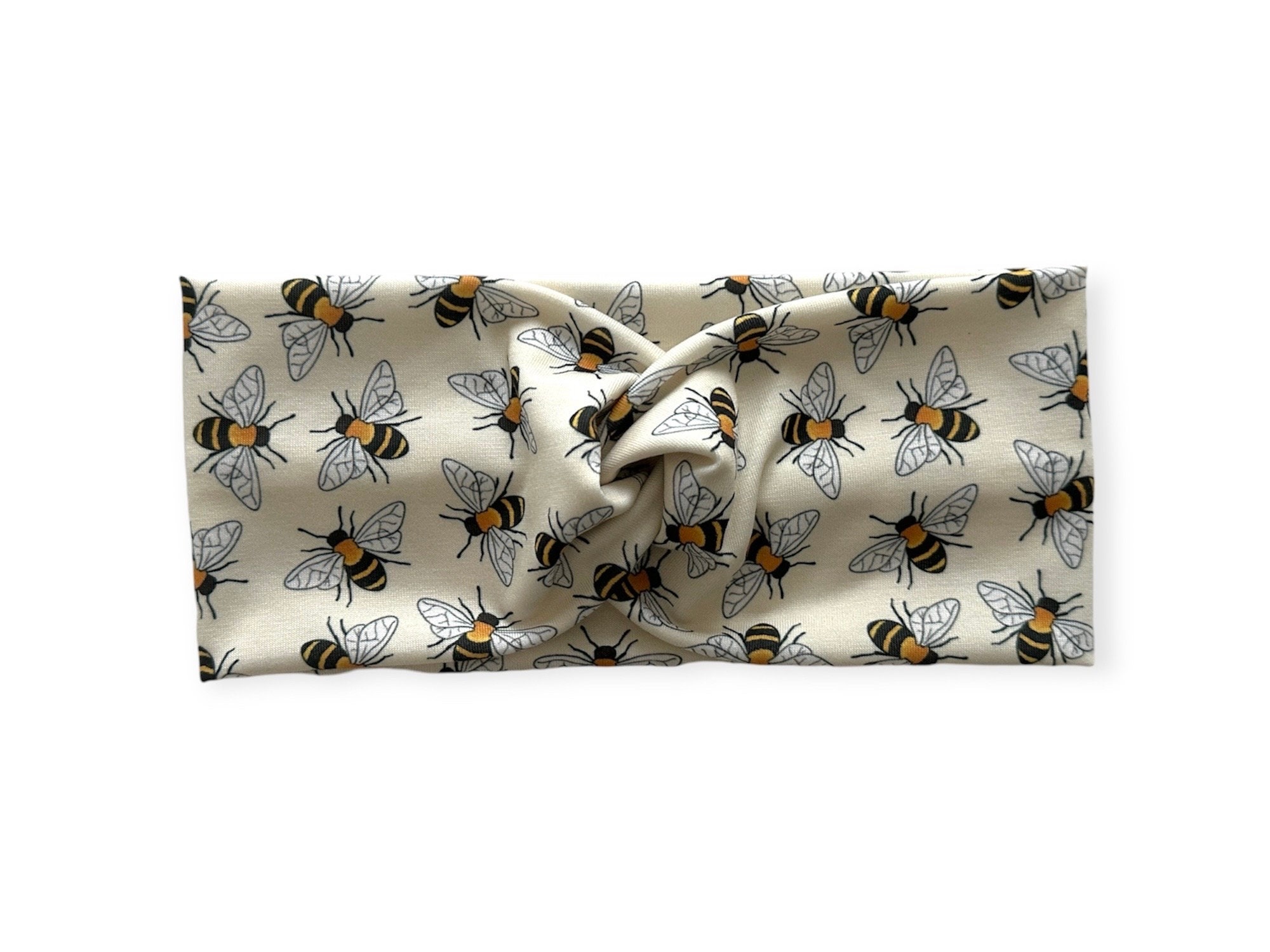 Bee Print Stretch Headband: Women's Soft Fabric Headband
