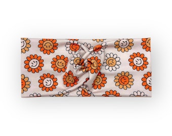Smiley Face Flower Headband: Non-Slip Stretch Comfort