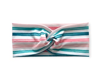 Beachy Stripes Turban Twist Headband: Women's Stretch Headband