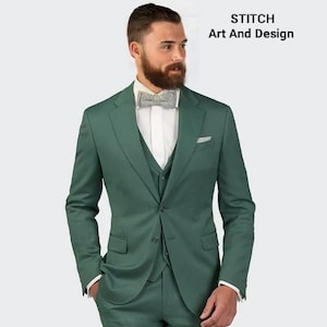 Men Sage Green Suit, Wedding 3 Piece Suits, Slim Fit Party Wear Prom Suits, gift for men,Green tuxedo, Office wear, formal or informal coat.