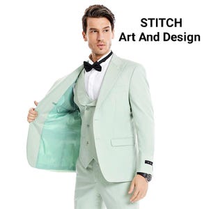 Men Sage Green Suit, Wedding 3 Piece Suits, Slim Fit Party Wear Prom Suits, gift for men,Green tuxedo, Office wear, formal or informal coat.