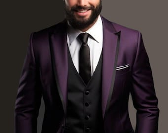 Men's Purple 3-Piece Suit, Tailored Fit