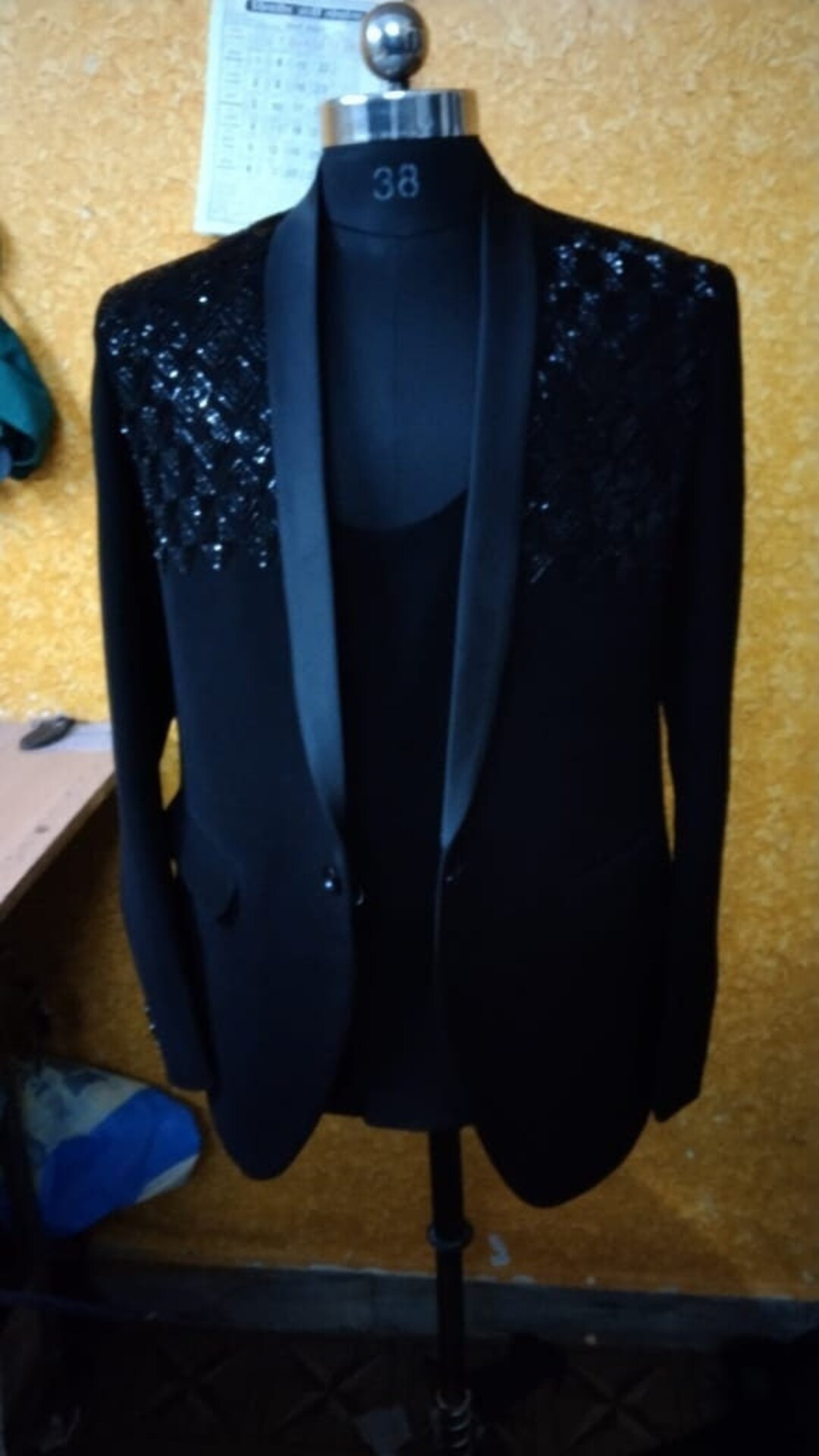 Black Men's Valentine's Suits 3 Piece Patterned Standard Fit Single Breasted One-button 2023