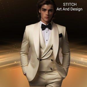 Men Ivory Suit, Wedding 3 Piece Suits, Formal or informal wear for men, Slim Fit Party Wear Prom Suits, gift for men gift for birthday love.