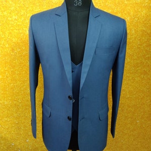 Men Blue Suit, Wedding 3 Piece Suits, Slim Fit Two Button Party Wear Prom Suits gift for men Blue tuxedo for him gift for birthday love.